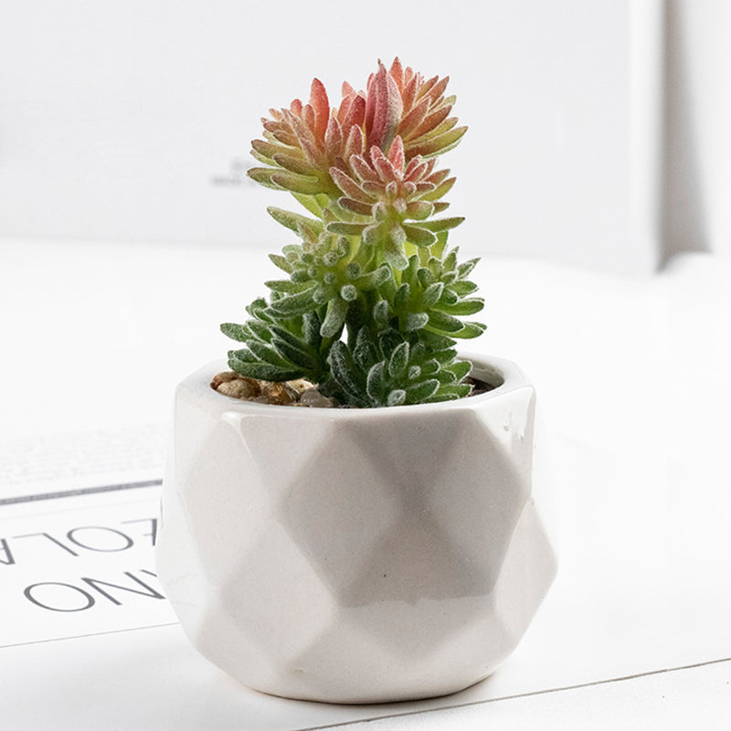 3 Pcs Mini Artificial Pine Buds in Ceramic Pots 4”