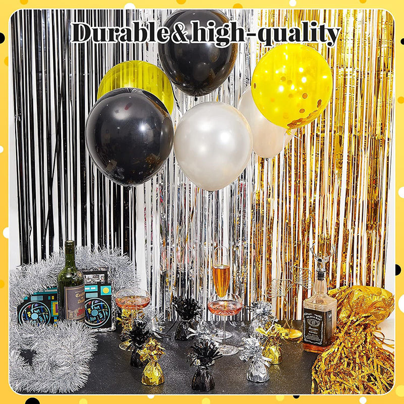 12 Pack Rainbow Foil Tassel Top Party Balloon Weights, 6.3oz 5"