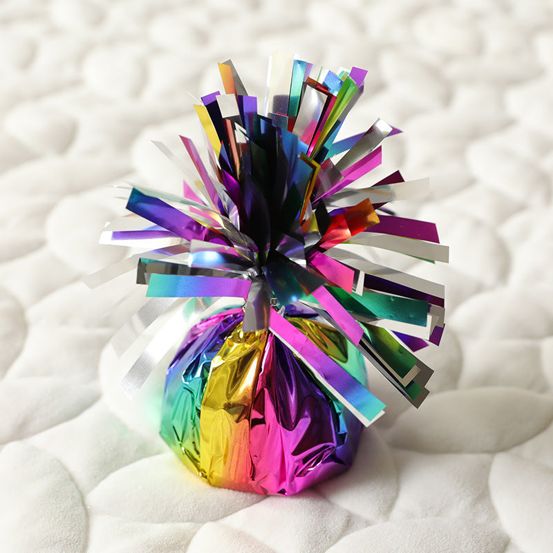 12 Pack Rainbow Foil Tassel Top Party Balloon Weights, 6.3oz 5"