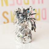 12 Pack Metallic Silver Foil Tassel Top Party Balloon Weights, 6.3oz 5"