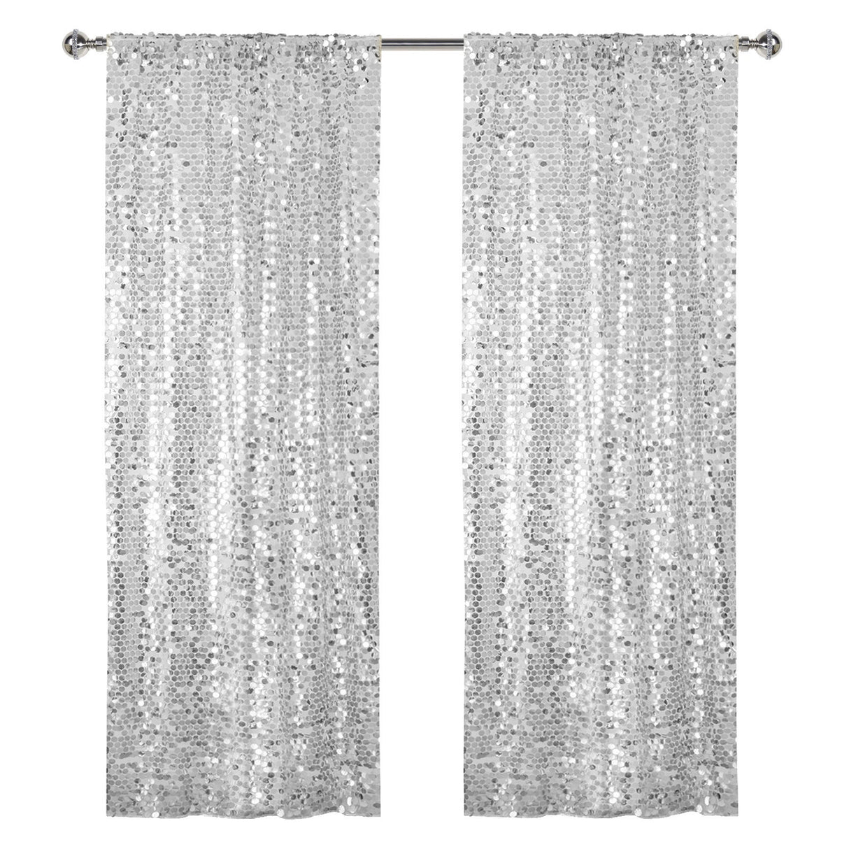 Big Payette Sequin Backdrop Drape Curtain 9ftx9ft Silver