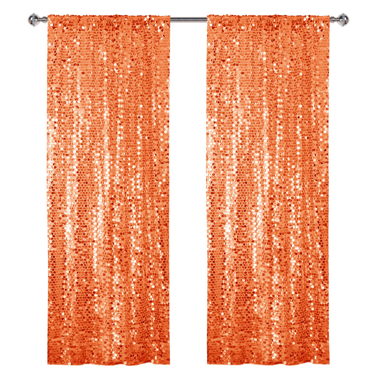 Big Payette Sequin Backdrop Drape Curtain 9ftx9ft Orange