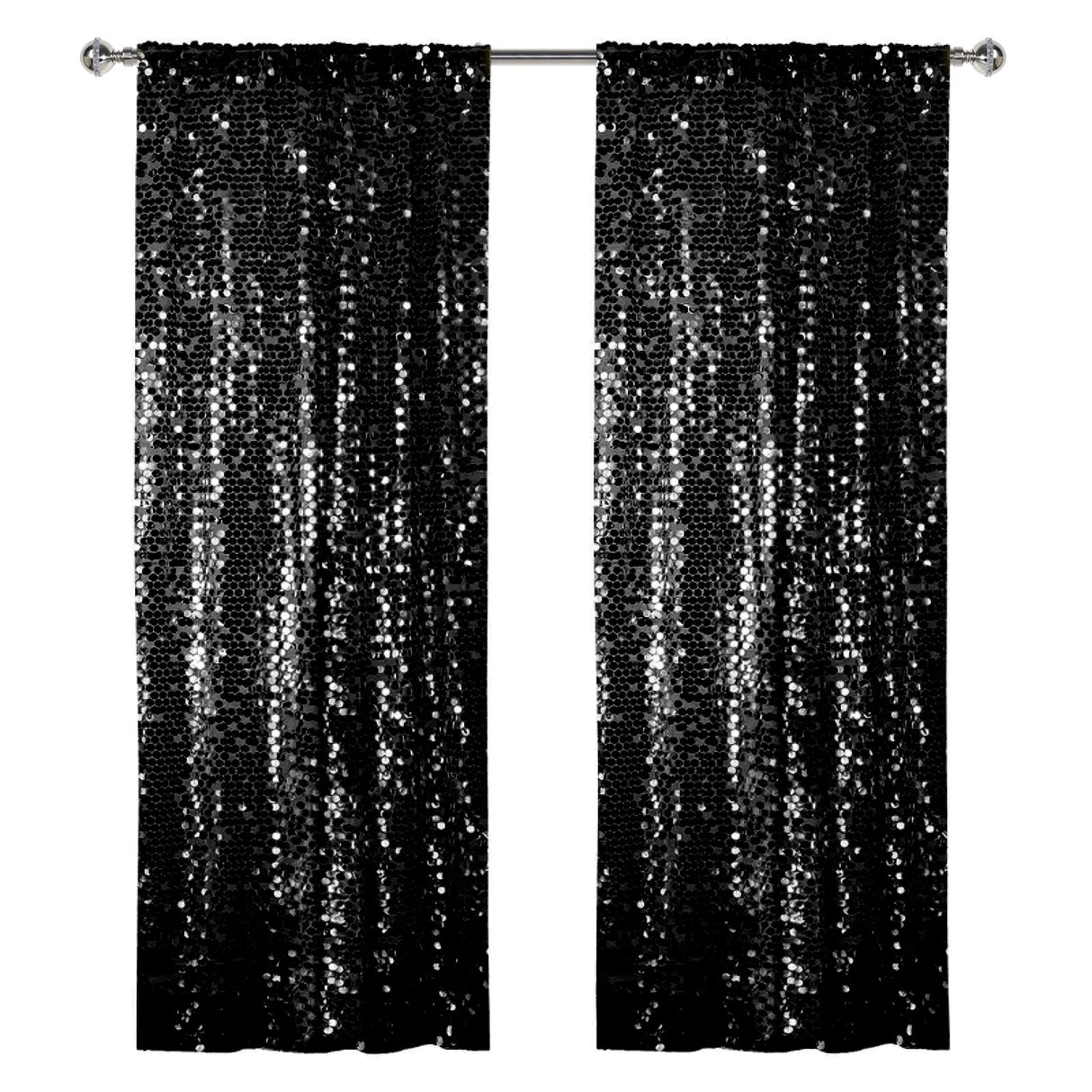 Big Payette Sequin Backdrop Drape Curtain 9ftx9ft Black