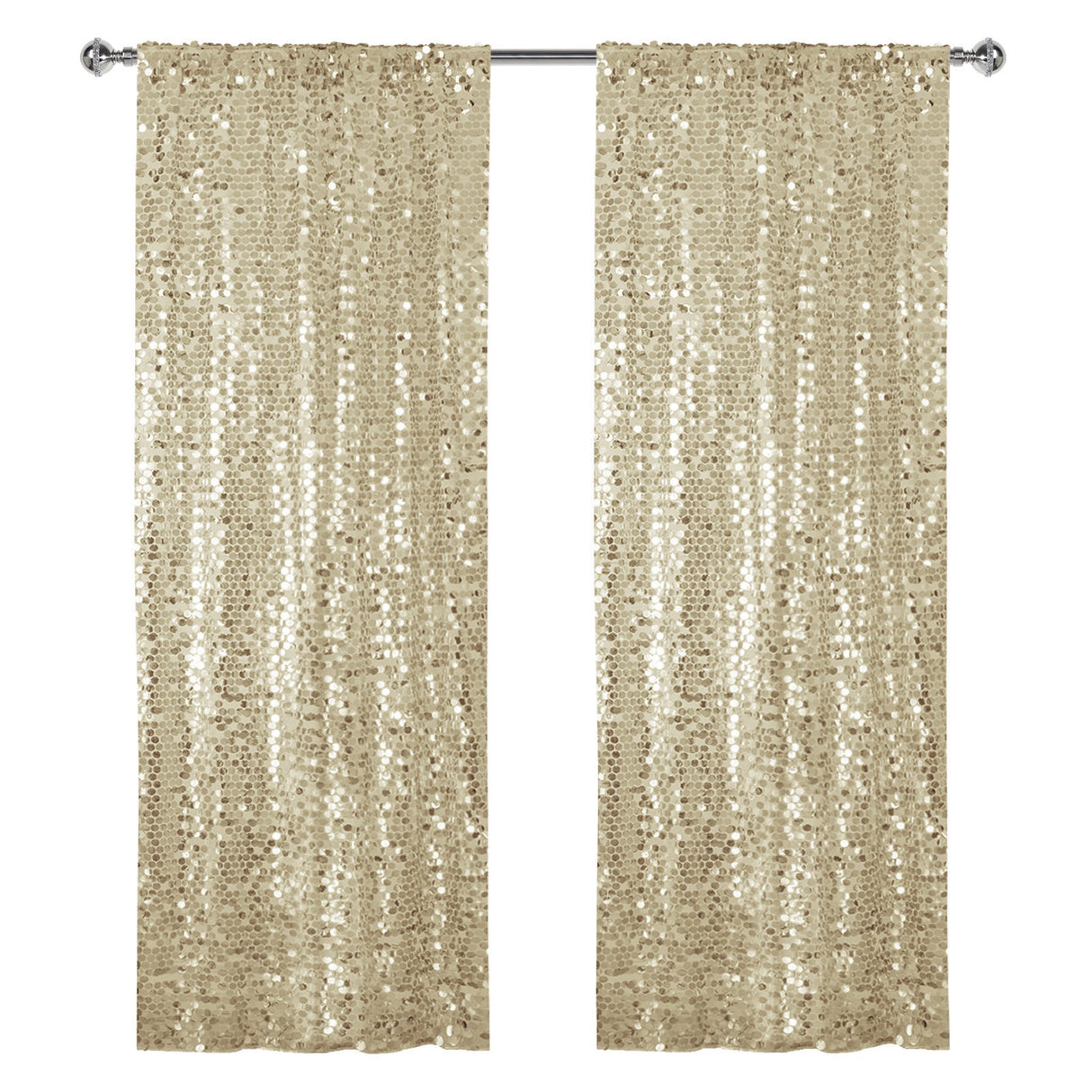 Big Payette Sequin Backdrop Drape Curtain 9ftx9ft Champagne Gold