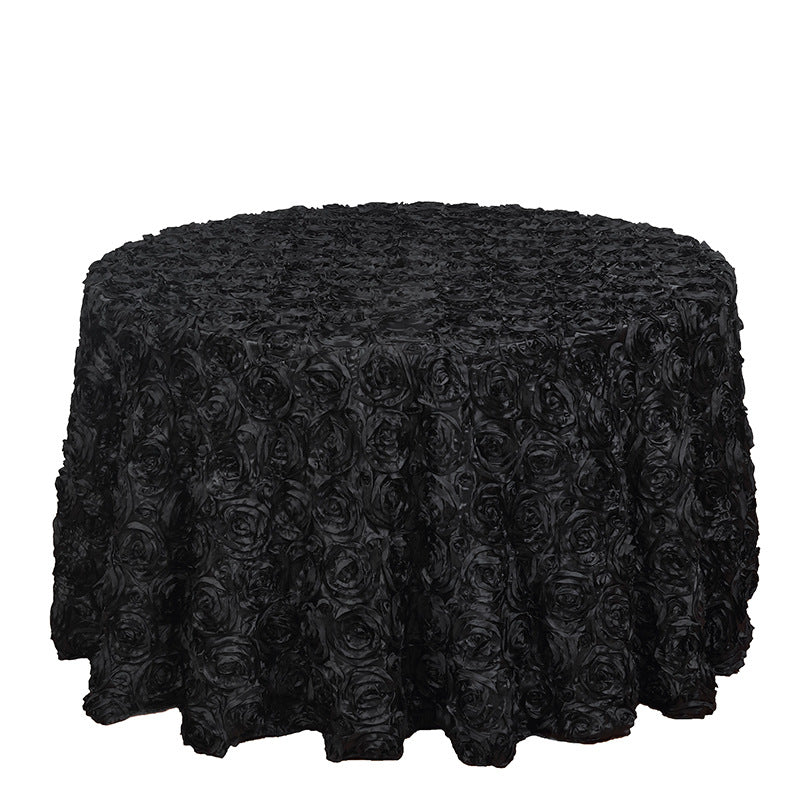 Satin Round Tablecloth 130" Black