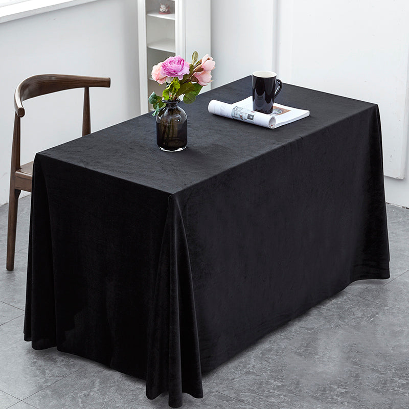 Gold Velvet Rectangular Tablecloth 90"x132" Black