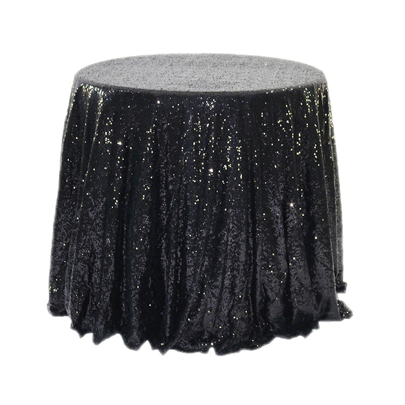 Sequin Round Tablecloth 120" Black