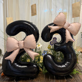 Bow Number Balloons Foil Mylar Large 40” Number 7 Black