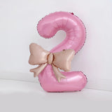 Bow Number Balloons Foil Mylar Large 40” Number 2 Pearl Pink