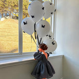 10 Sets Black Butterfly Latex Balloons 18" White