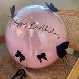 10 Sets Double-layer Black Butterfly Clear Bobo Balloons 18" Blue
