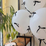 10 Sets Black Bow Latex Balloons 18" Pink
