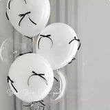 10 Sets Black Bow Latex Balloons 18" White