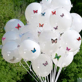 10 Sets Double-layer Color Butterfly Clear Bobo Balloons 18" White
