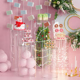 Set of 5 Clear Acrylic Cylinder Pedestal Stands Cake Dessert Table Display
