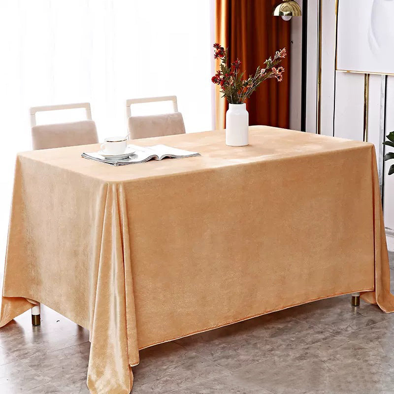 Gold Velvet Rectangular Tablecloth 60"x126" Champagne