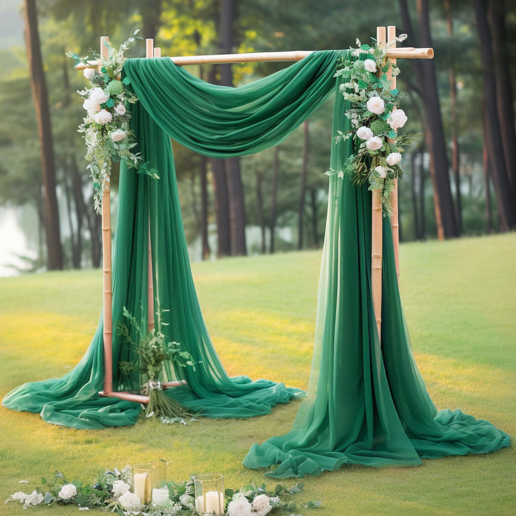 Chiffon Ceiling Drapery With Rod Pocket 5ftx32ft Dark Green