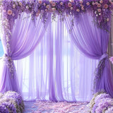 Chiffon Ceiling Drapery With Rod Pocket 5ftx32ft Light Purple