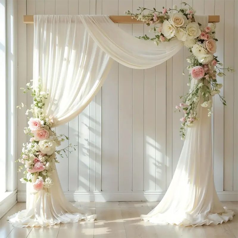 Chiffon Ceiling Drapery With Rod Pocket 5ftx32ft White