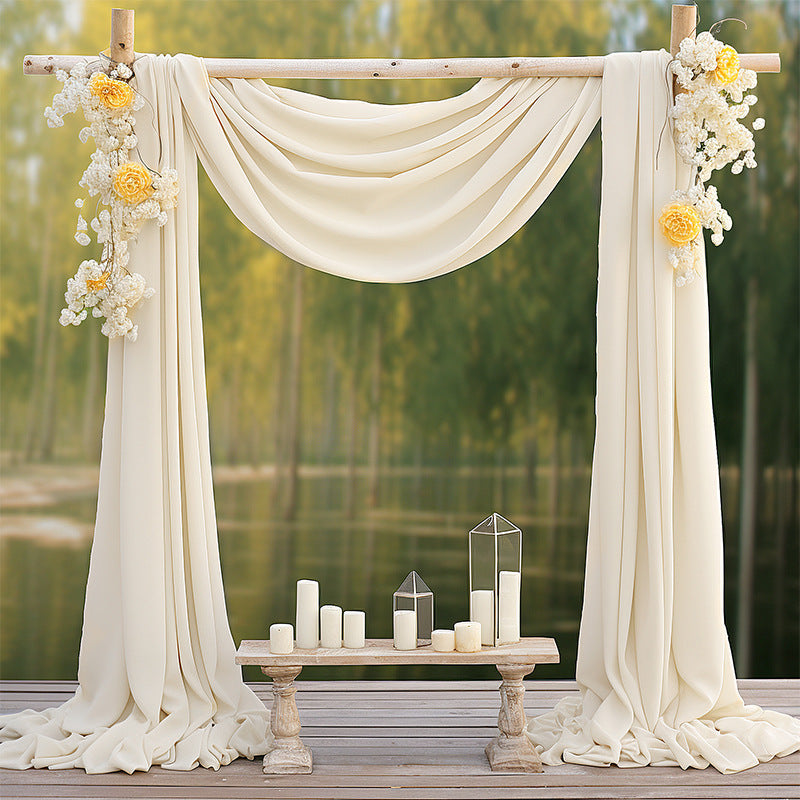 Chiffon Ceiling Drapery With Rod Pocket 5ftx32ft White