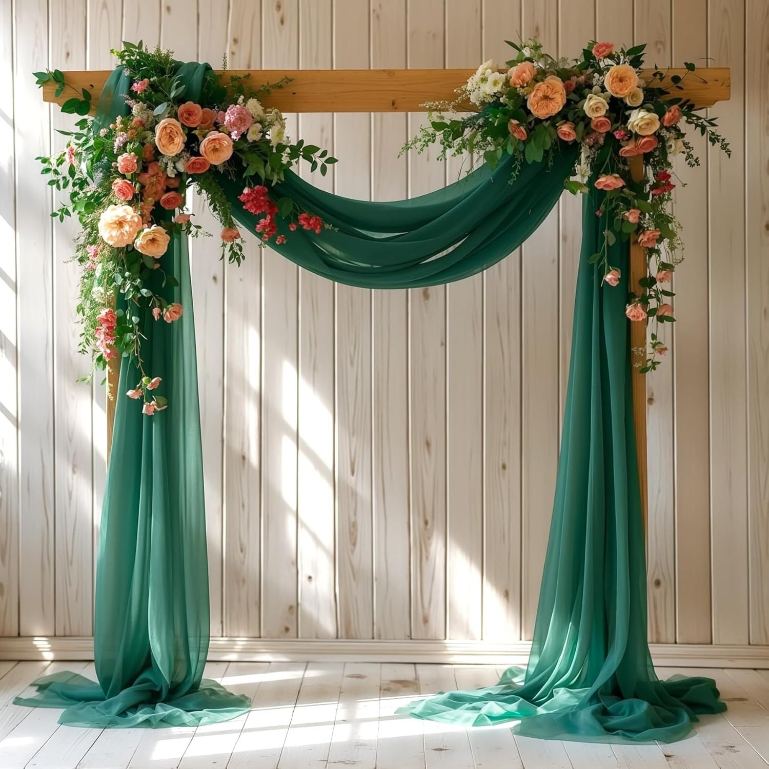 Chiffon Ceiling Drapery With Rod Pocket 5ftx32ft Dark Green