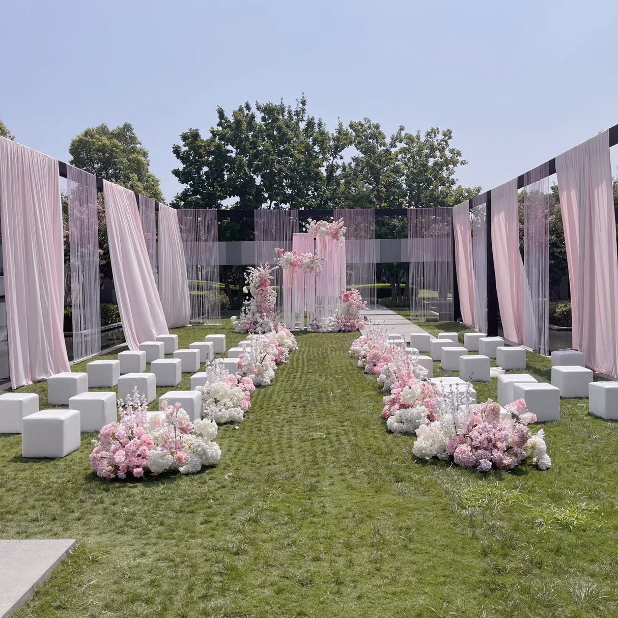 Chiffon Ceiling Drapery With Rod Pocket 5ftx13ft Pink