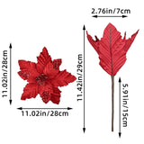 6Pcs Christmas Glitter Artificial Flowers Christmas Tree Ornaments Red