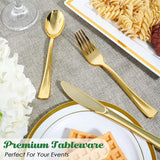 25 Pc Plastic Forks 7" Metallic Gold Classic Heavy Duty