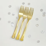 25 Pc Plastic Forks 7" Metallic Gold Classic Heavy Duty