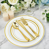 24 Pc Plastic Utensil Set 7",8" Metallic Gold