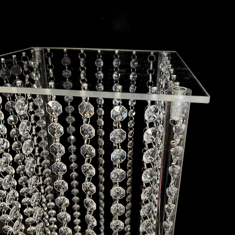 Acrylic Flower Pedestal Vase Pillar Stand Clear with Crystal Beads 39"