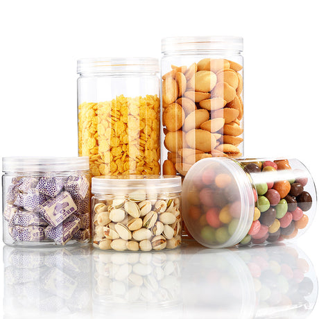 6 Pack 26oz Clear Plastic Jars Wide-mouth Storage Containers 4"x5"