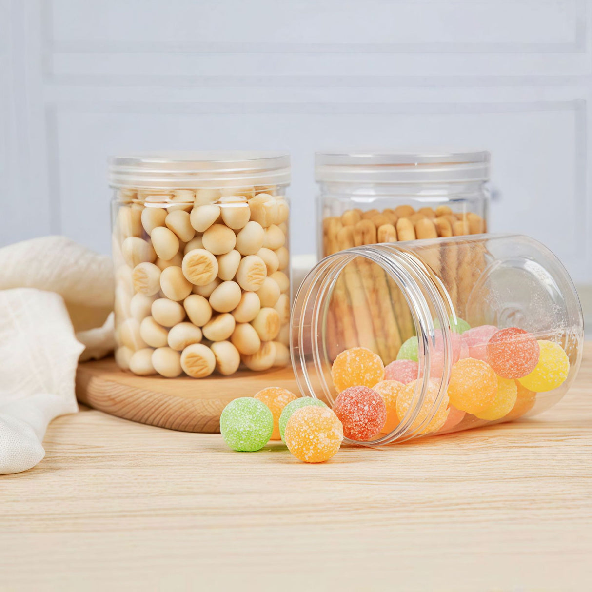 6 Pack 49oz Clear Plastic Jars Wide-mouth Storage Containers 4"x8"