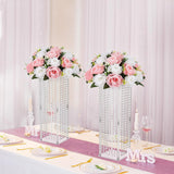 Acrylic Flower Pedestal Vase Pillar Stand Clear with Crystal Beads 24"