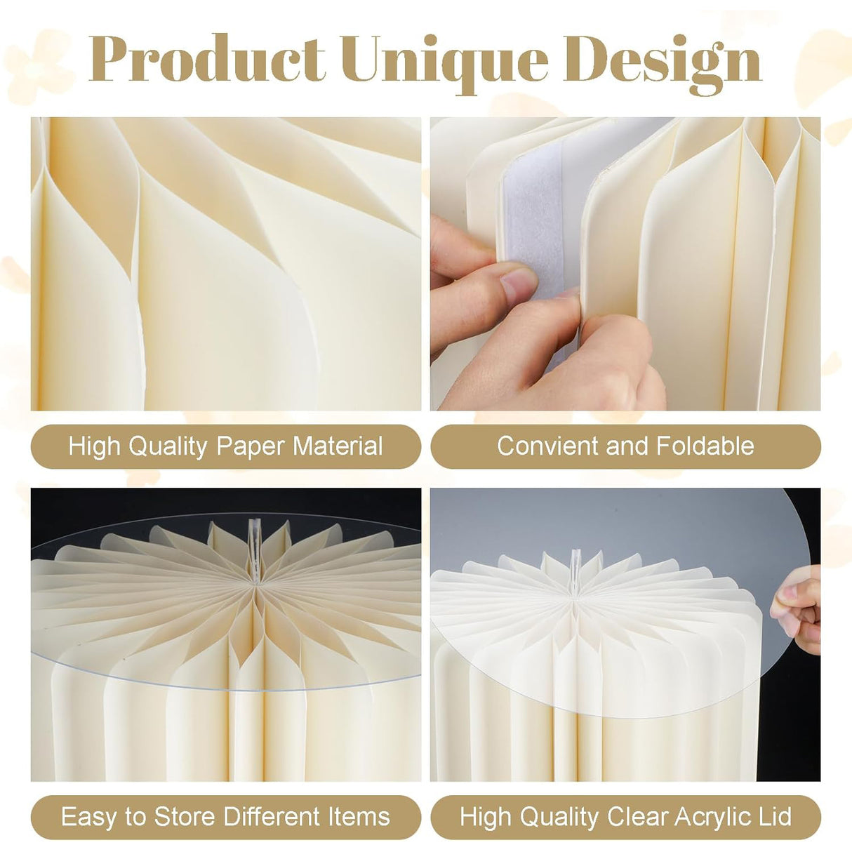 Set of 4 White Foldable Roman Paper Pillars for Parties 8” 16“ 24“ 32”