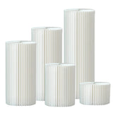 Set of 5 White Foldable Roman Paper Pillars for Parties 8” 16“ 24“ 32” 40”