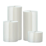 Set of 4 White Foldable Roman Paper Pillars for Parties 8” 16“ 24“ 32”