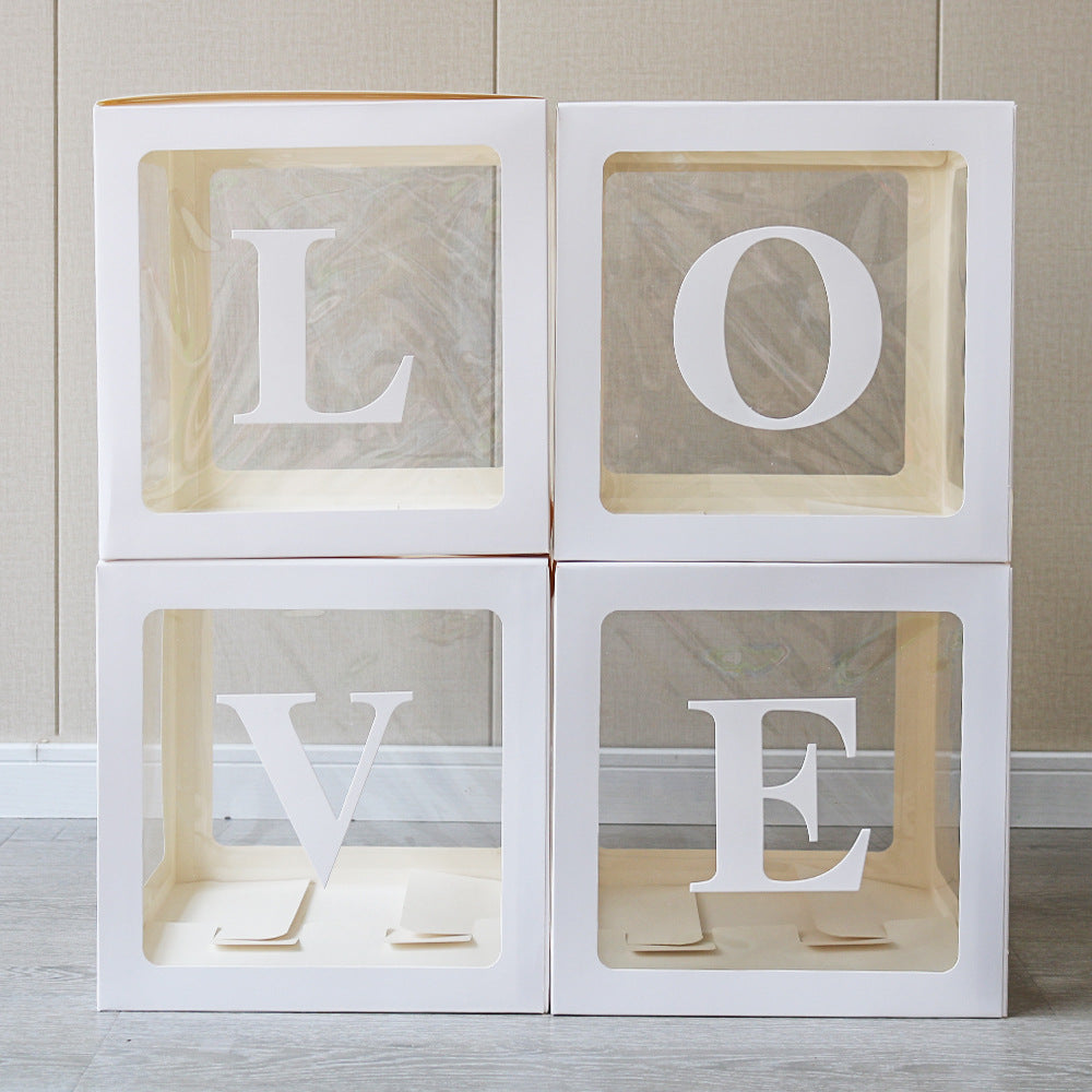 1 Set Transparent DIY Balloon Boxes 12" White