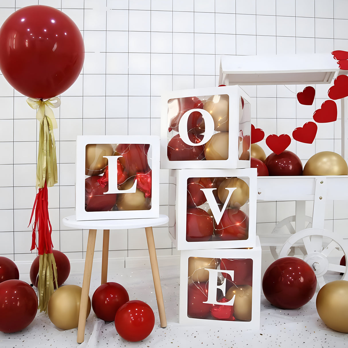 1 Set DIY Balloon Boxes 12" Gold Olive Green