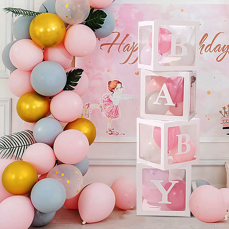 1 Set Transparent DIY Balloon Boxes 12" White