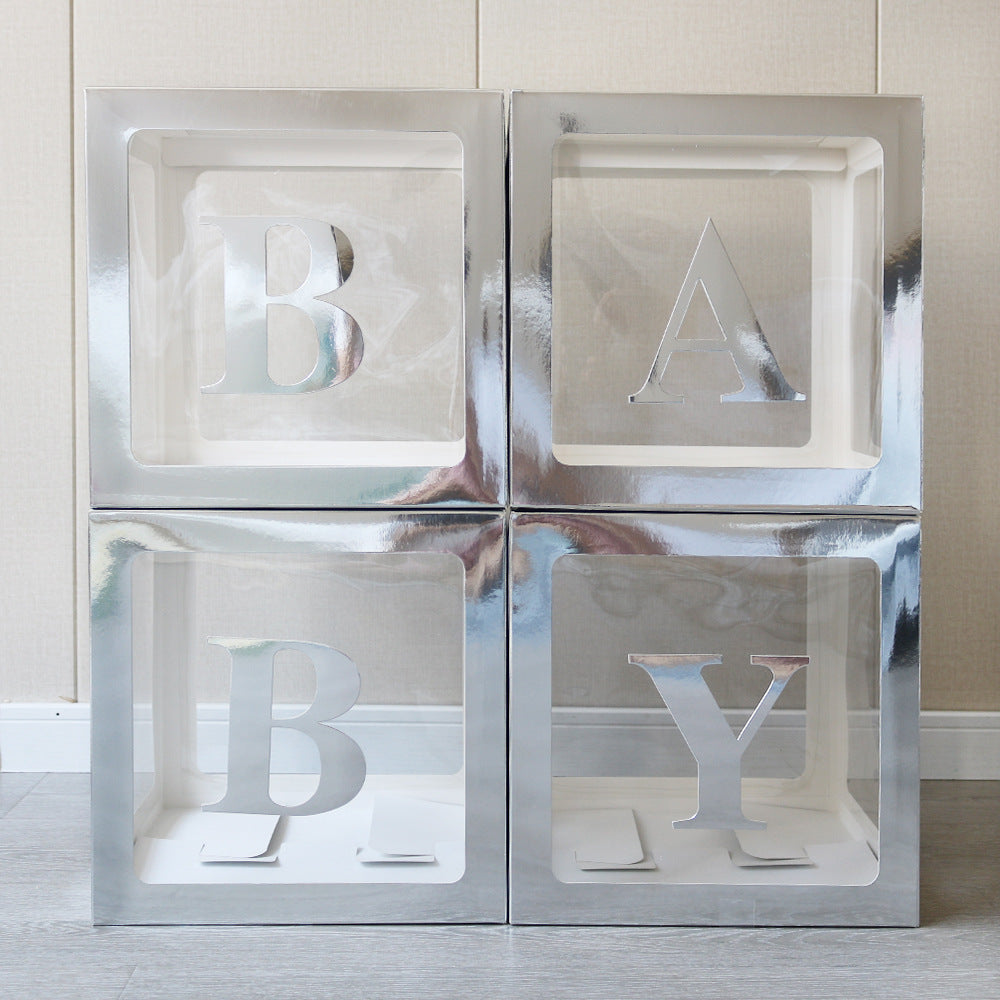 1 Set Transparent DIY Balloon Boxes 12" Silver