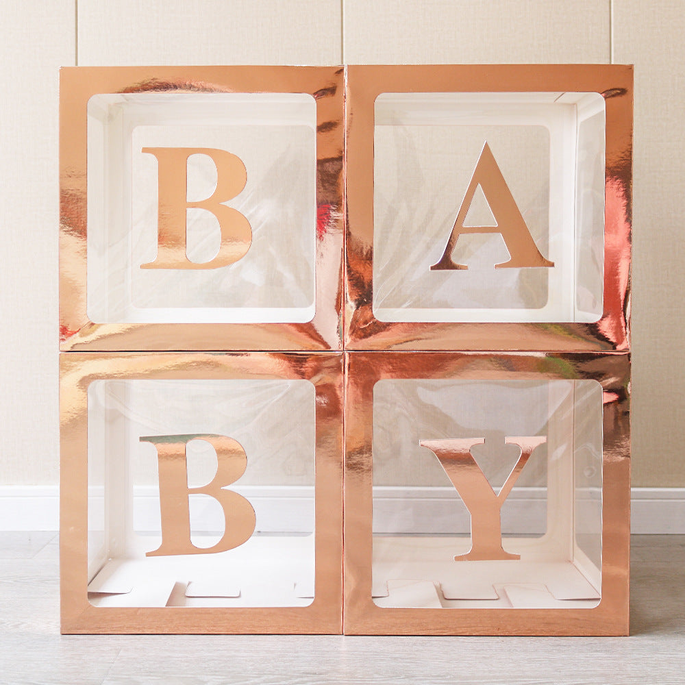 1 Set Transparent DIY Balloon Boxes 12" Rose Gold