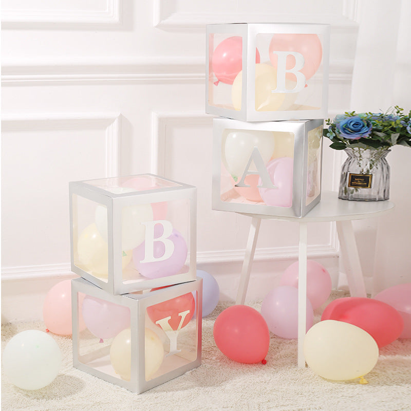 1 Set Transparent DIY Balloon Boxes 12" Silver