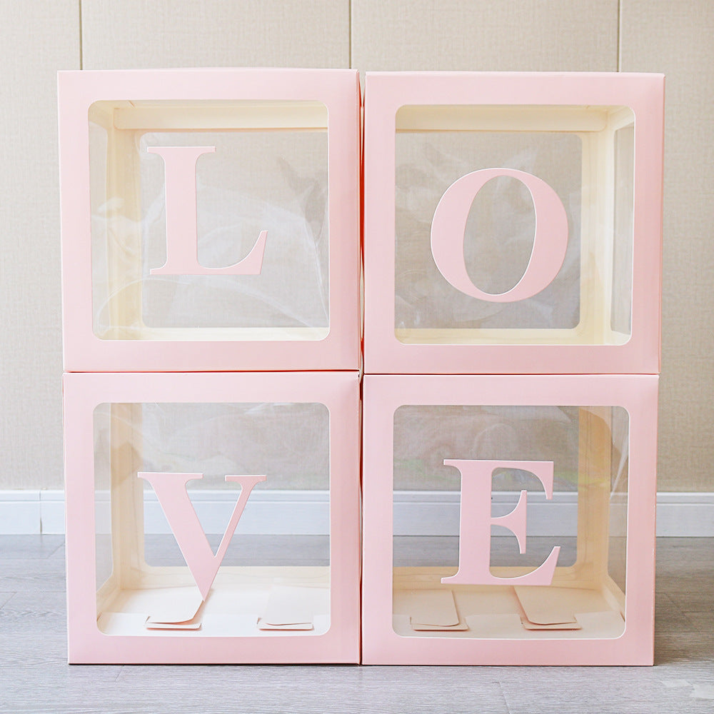 1 Set Transparent DIY Balloon Boxes 12" Pink