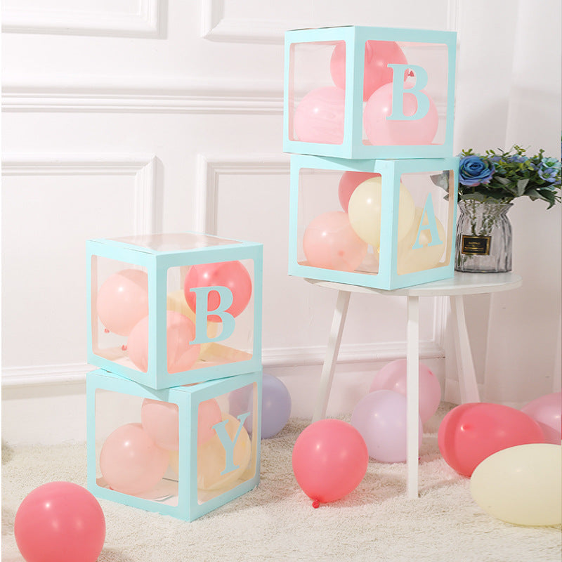 1 Set Transparent DIY Balloon Boxes 12" Blue