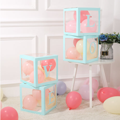 1 Set Transparent DIY Balloon Boxes 12" Blue
