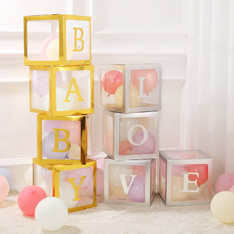 1 Set Transparent DIY Balloon Boxes 12" Gold