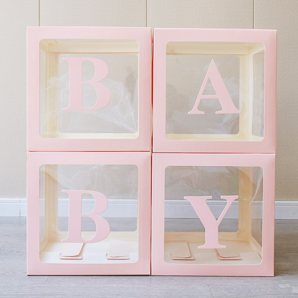 1 Set Transparent DIY Balloon Boxes 12" Pink