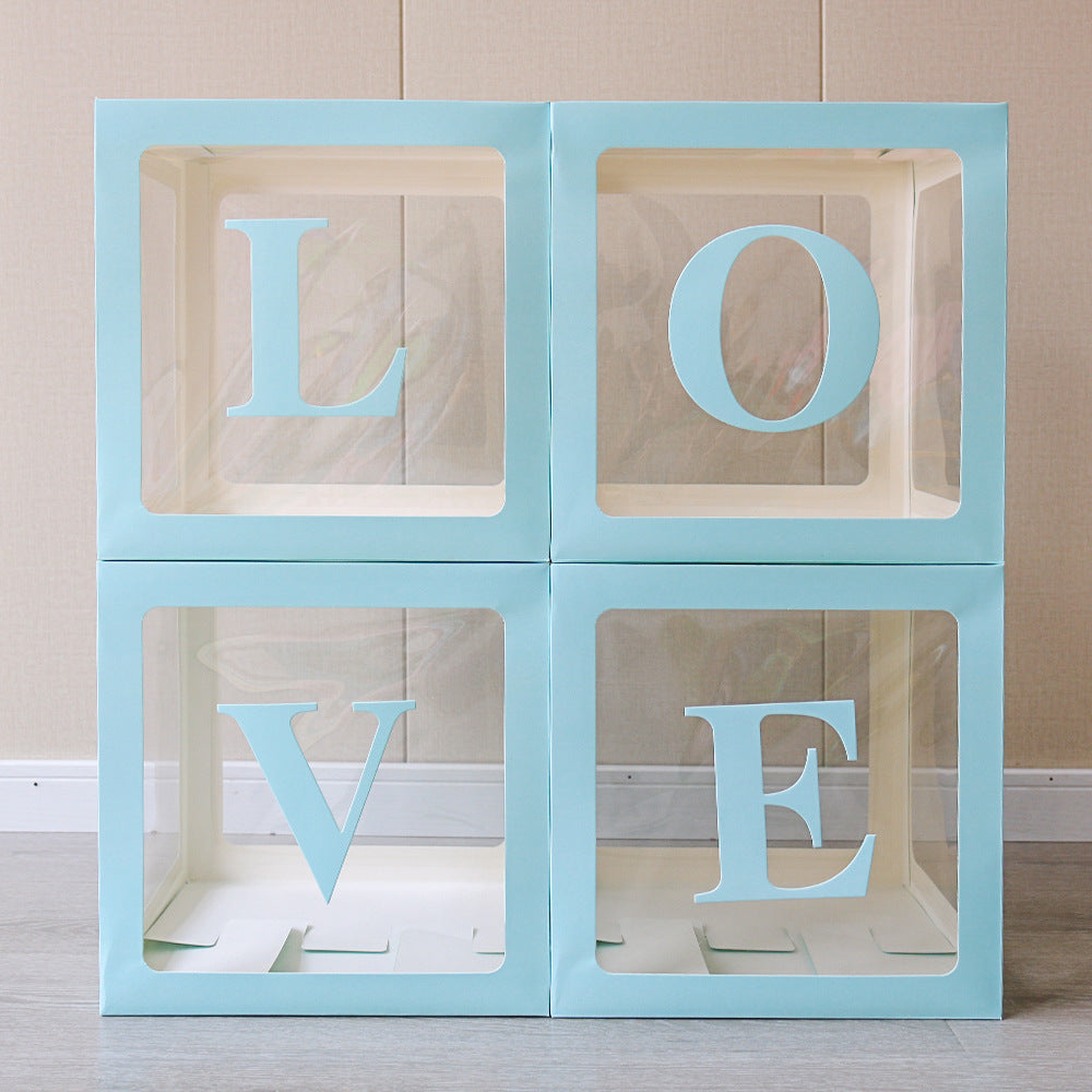 1 Set Transparent DIY Balloon Boxes 12" Blue