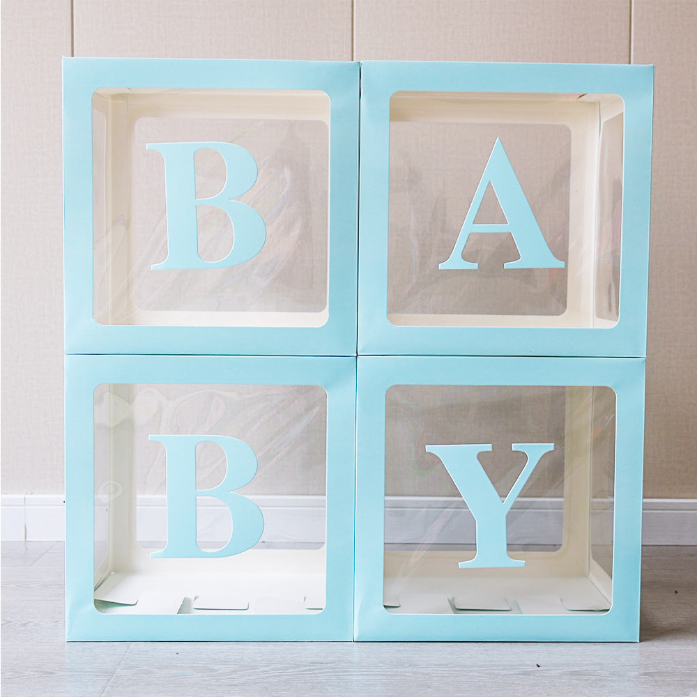 1 Set Transparent DIY Balloon Boxes 12" Blue